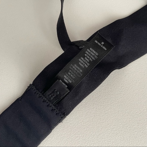 Skims Bralette Plunge Ribbed Cotton Jersey Women's Solid Black Soot Wireless Med - Picture 10 of 10